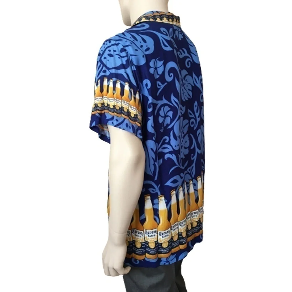 CORONA Extra Beer 100% Rayon Hawaiian Tiki Shirt Short Sleeve - Picture 7 of 12
